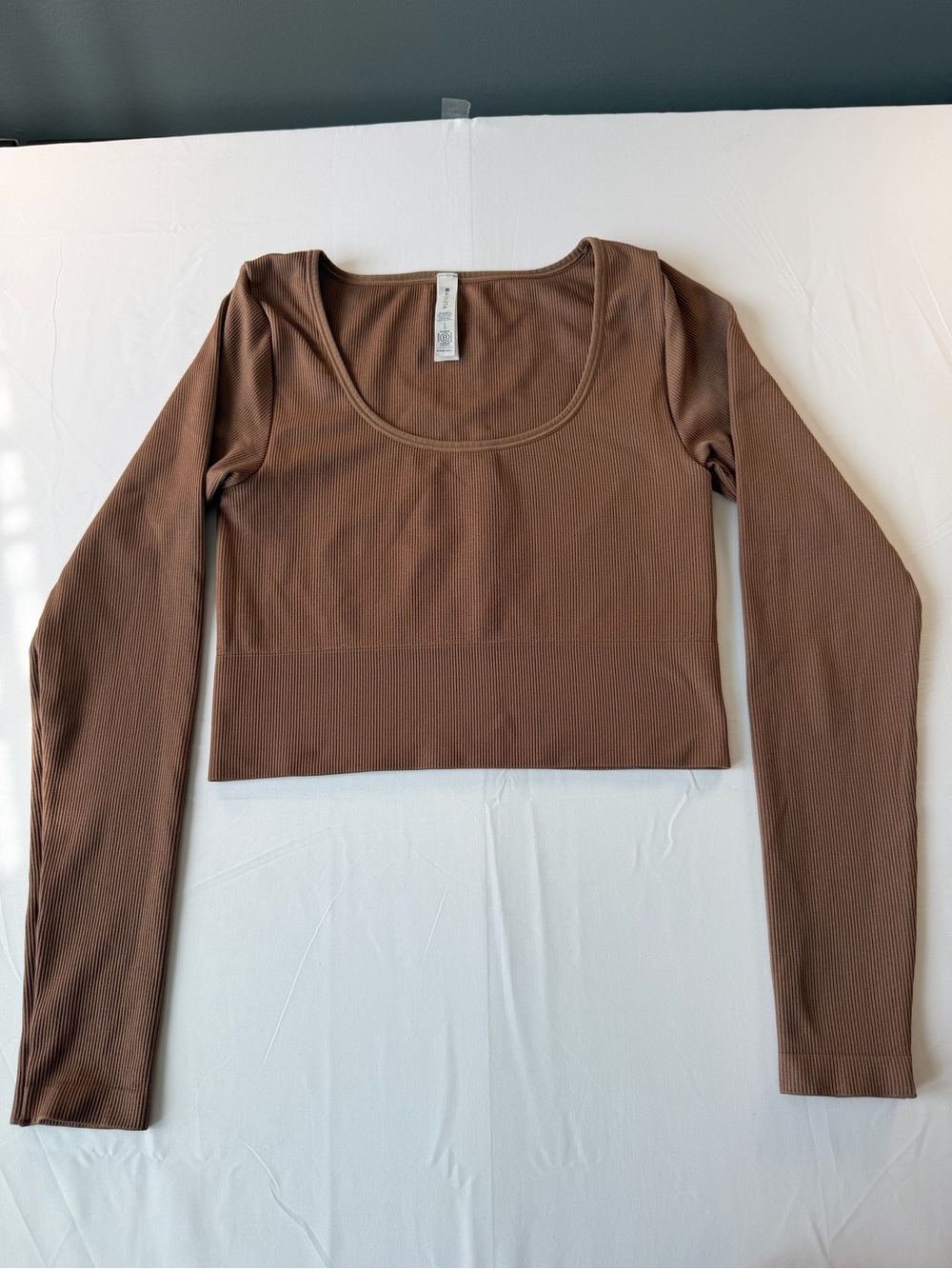 Athleta Aurora Women’s Ribbed Long Sleeve Crop Top - Brown
